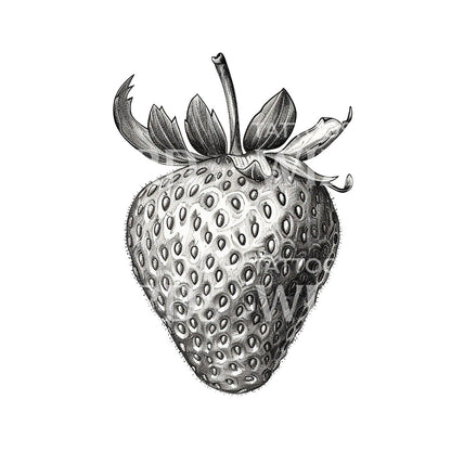 Ink Vintage Strawberry Cross-hatched Tattoo Idea
