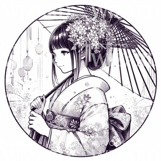 Japanese Kimono Beauty Tattoo Idea