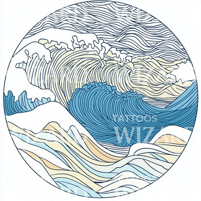 Japanese Style Tempest Wave Tattoo Design