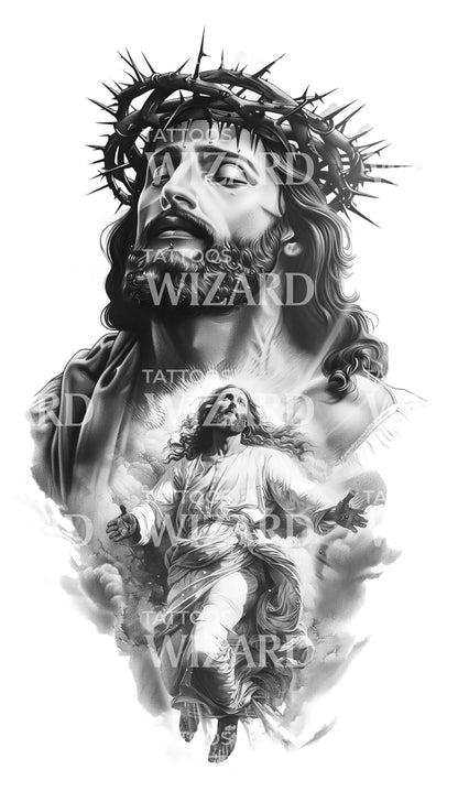 Jesus Ascending to Heaven Tattoo Design