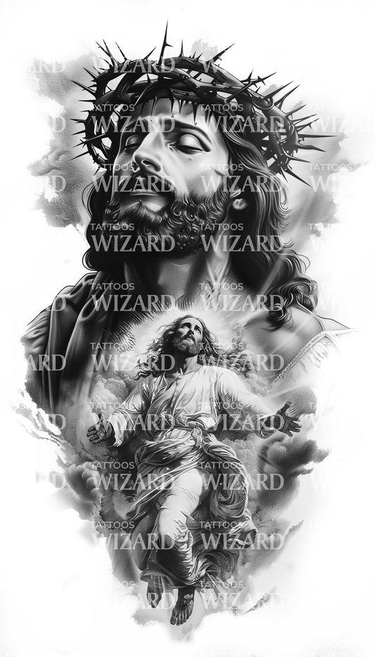 Jesus Ascending to Heaven Tattoo Design