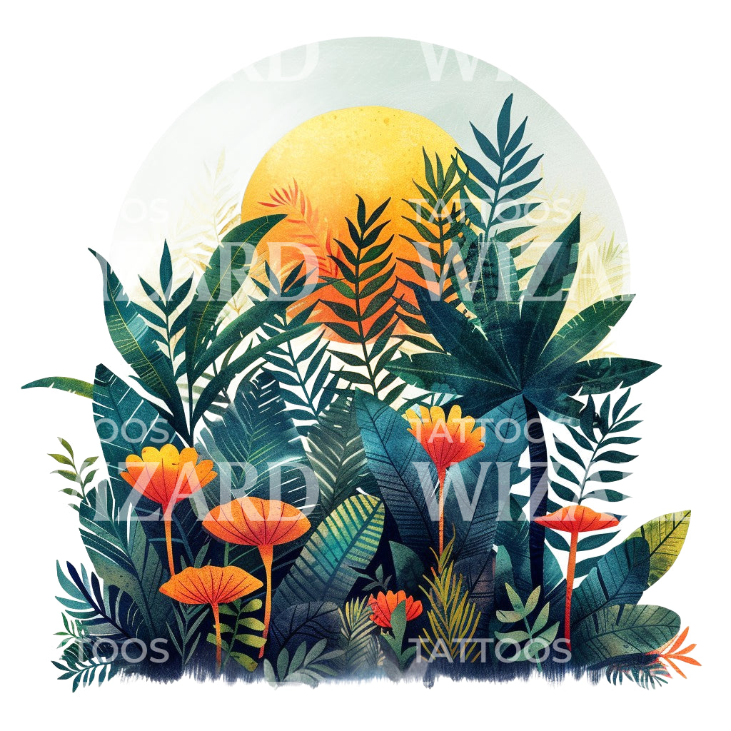 Jungle Illustration Tattoo Design