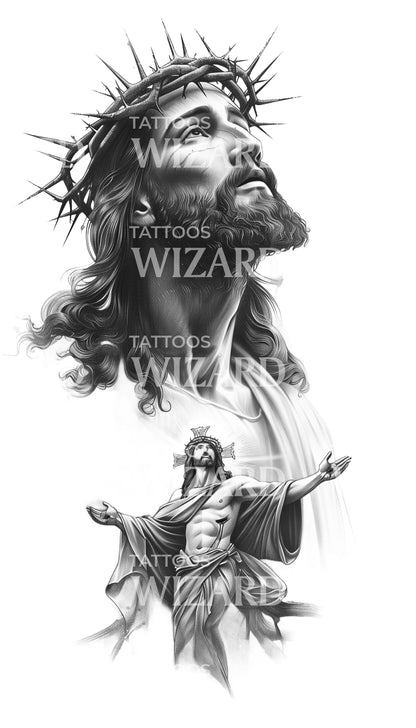 King of Kings Jesus on The Cross Tattoo Design