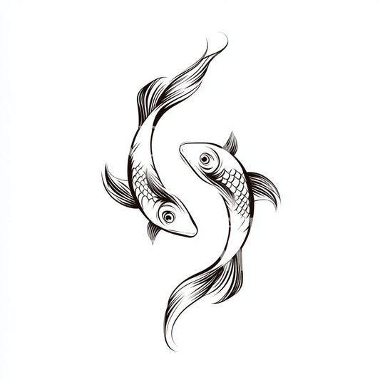 Koi Fish in Flowing Motion Tattoo Design