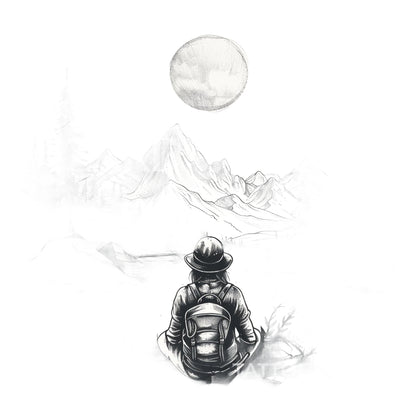 Lake Hike Explorer Tattoo Design