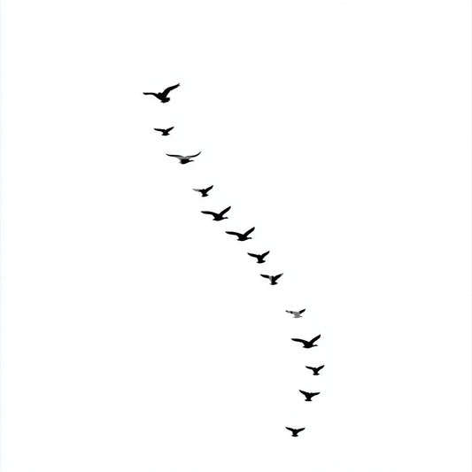 Line of Birds Flying Up the Sky Tattoo Design