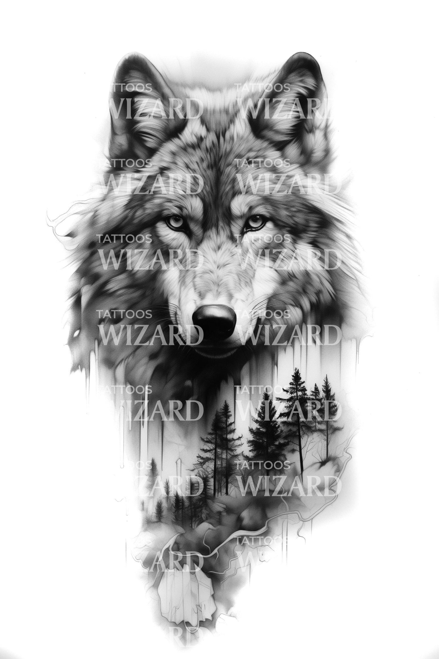 Lone Wanderer Wolf Sleeve Tattoo Design