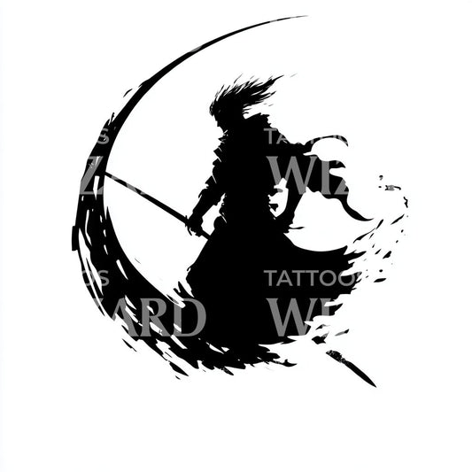 Lonely Samurai in the Shadows Tattoo Design