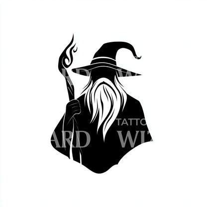 Mage With Staff Silhouette Tattoo Idea