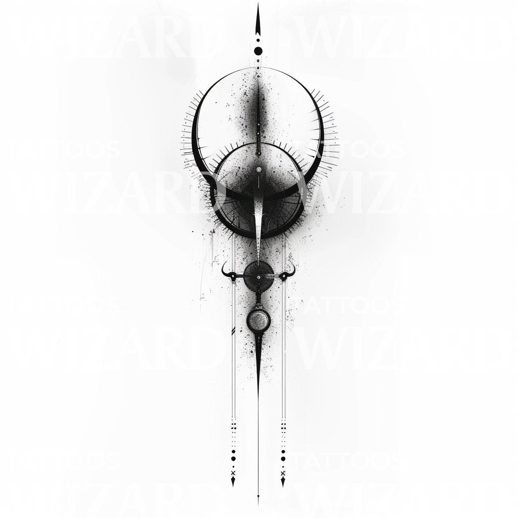 Minimalist Cyber Sigil of Power Tattoo Design