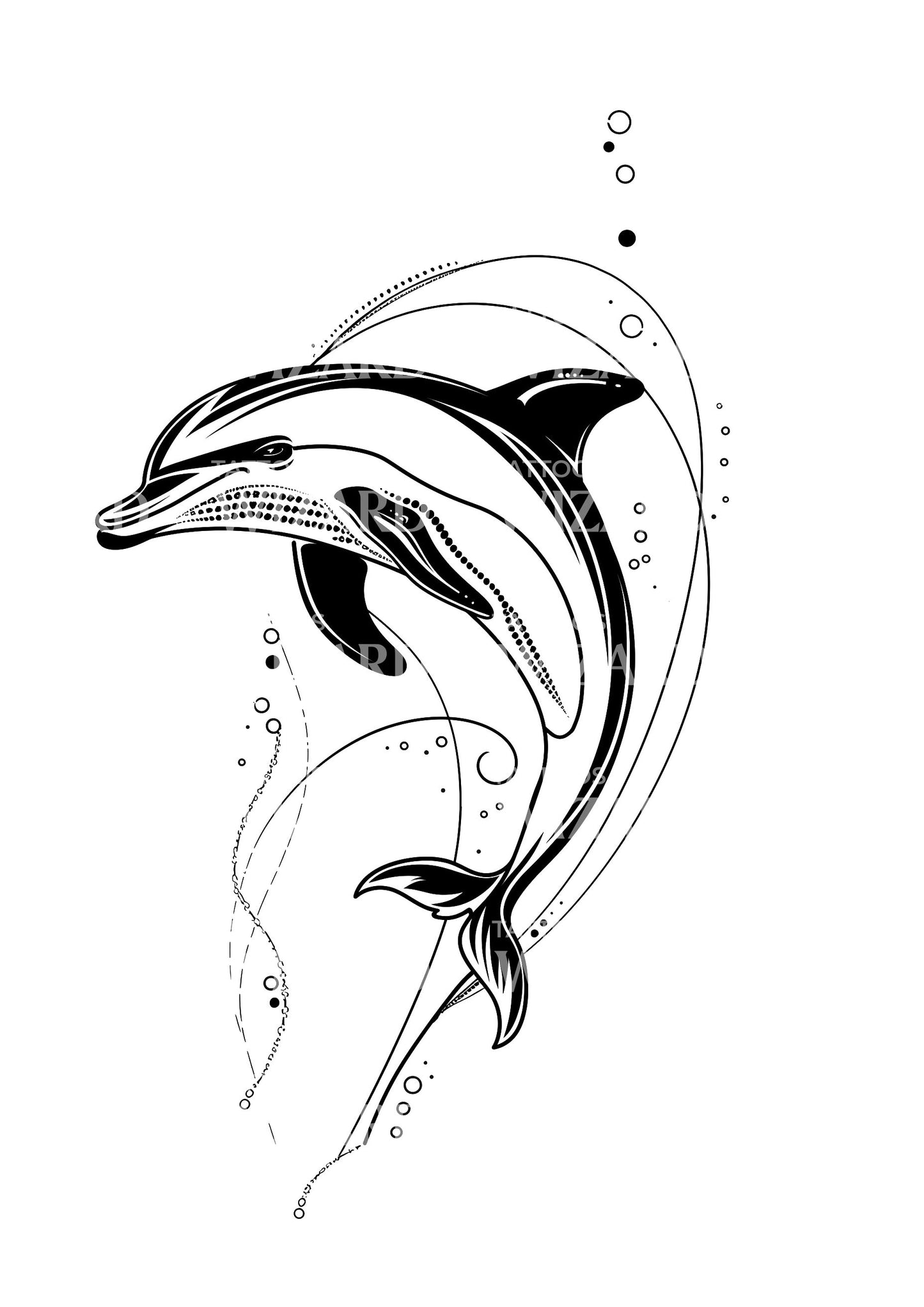 Minimalist Dolphin With Bubbles