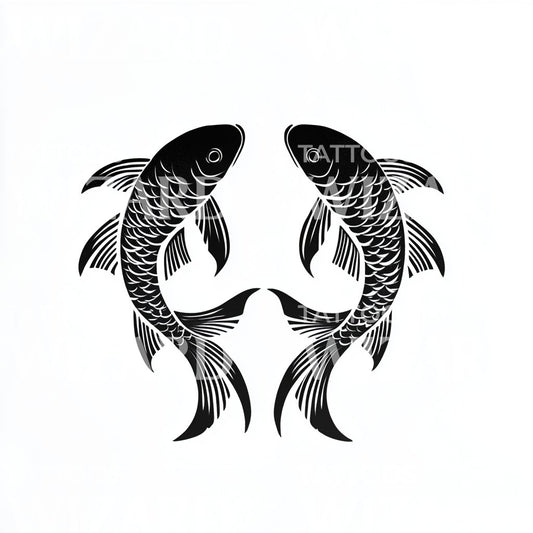 Minimalist Dual Koi Fish Tattoo Design