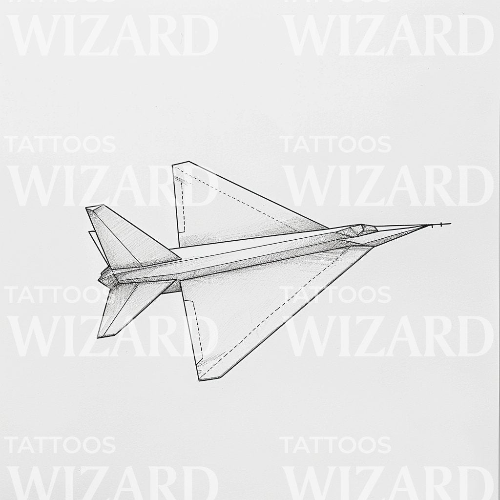 Minimalist Paper Airplane Outline Tattoo Design