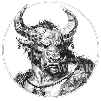 Minotaur Face Tattoo Idea