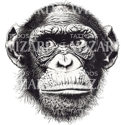 Monkey Face Ink Tattoo Idea