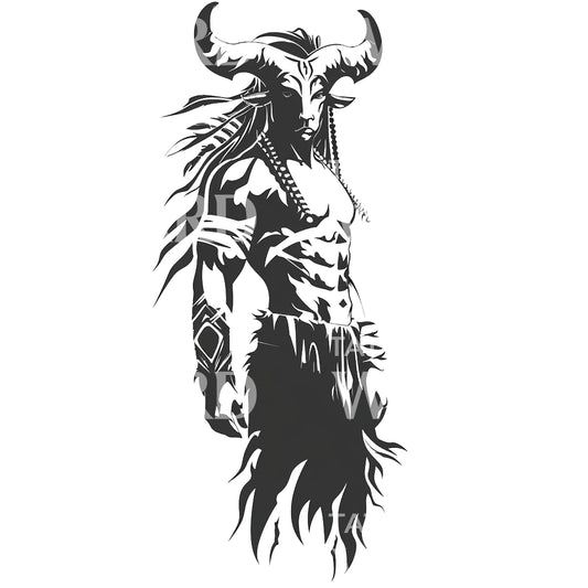 Mystical Minotaur Tattoo Design