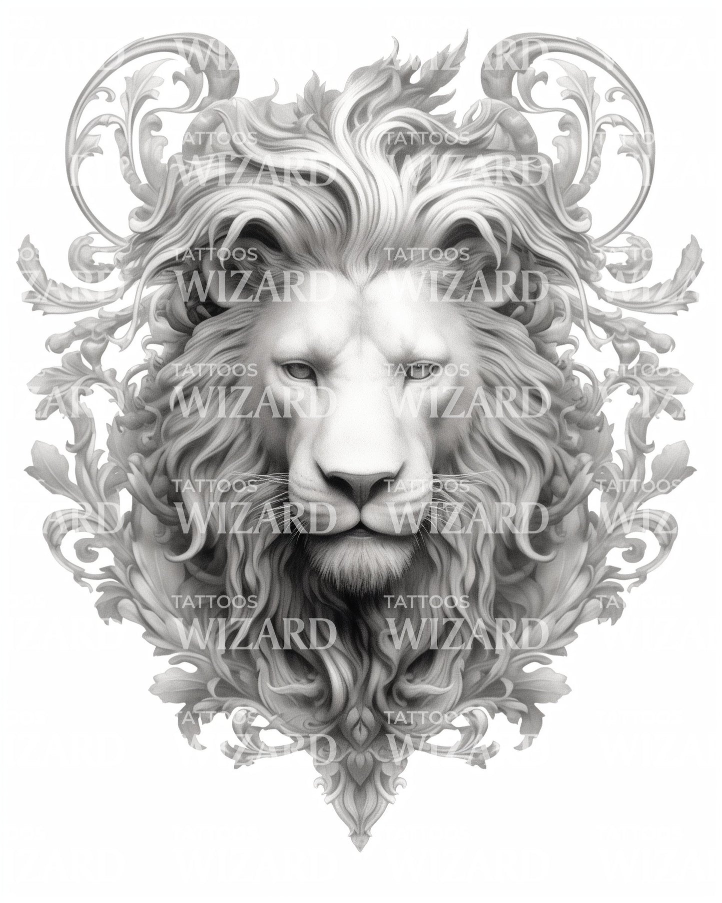 Ornamental Lion Tattoo Idea