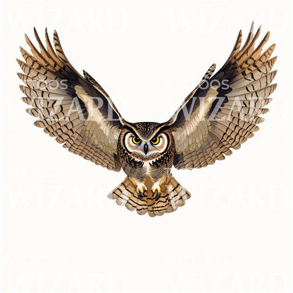 Owl Attacking Prey in Action Tattoo Design