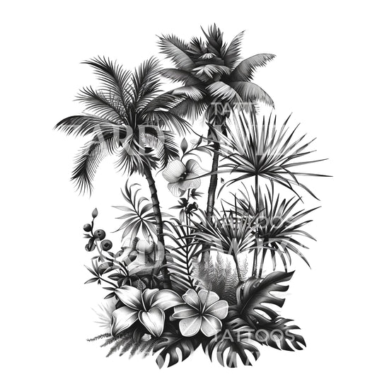 Palmtree Tropical Jungle Tattoo Design