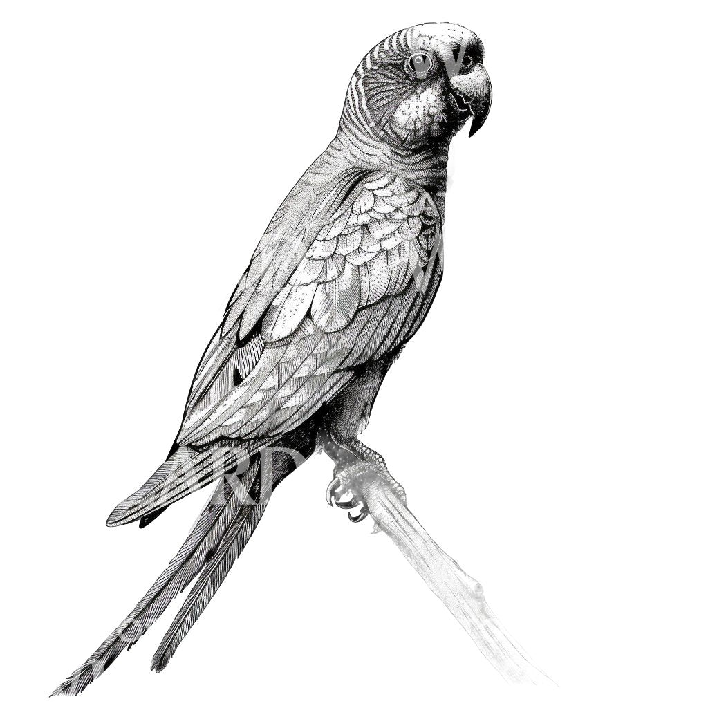 Parrot Ink Cross-hatched Tattoo Idea