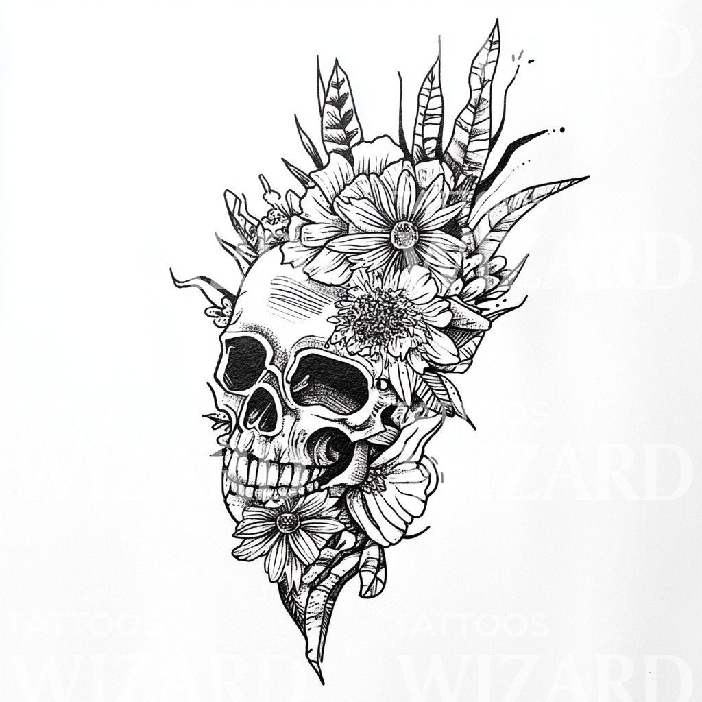 Passage of Time with Skull Tattoo Design