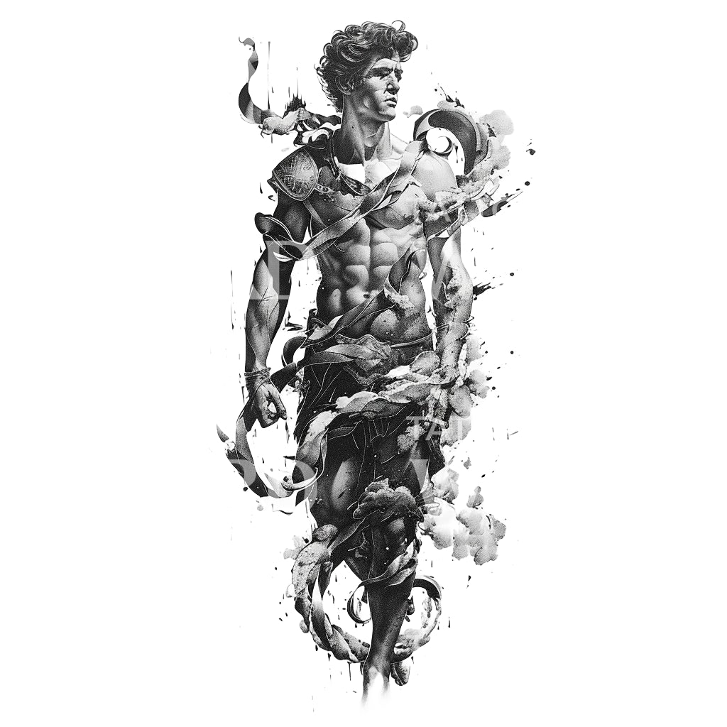 Perseus Mythological Figure Tattoo Design