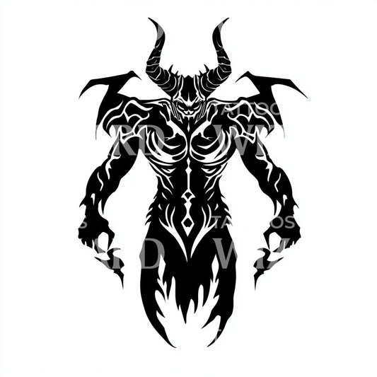 Powerful Demon Silhouette Tattoo Idea