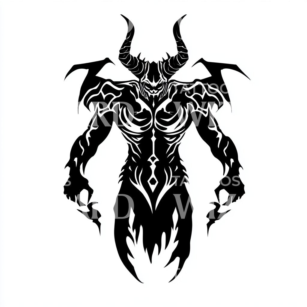 Powerful Demon Silhouette Tattoo Idea