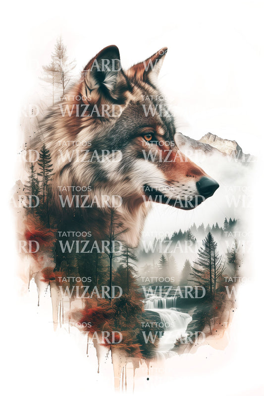 Powerful Wolf For Man Tattoo Idea