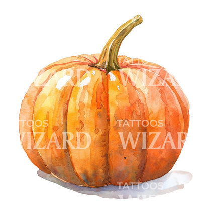 Pumpkin Watercolor Illustration Tattoo Idea