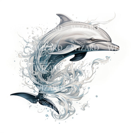 Realistic Angry Dolphin Tattoo Design