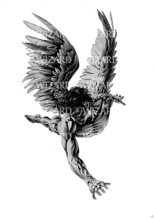 Realistic Icarus Tattoo Design