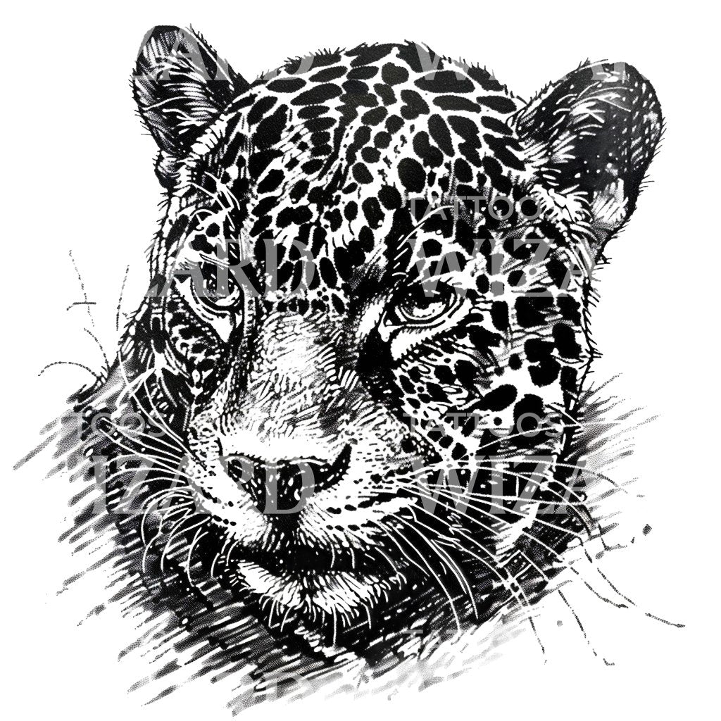 Roaring Jaguar Face Tattoo Idea