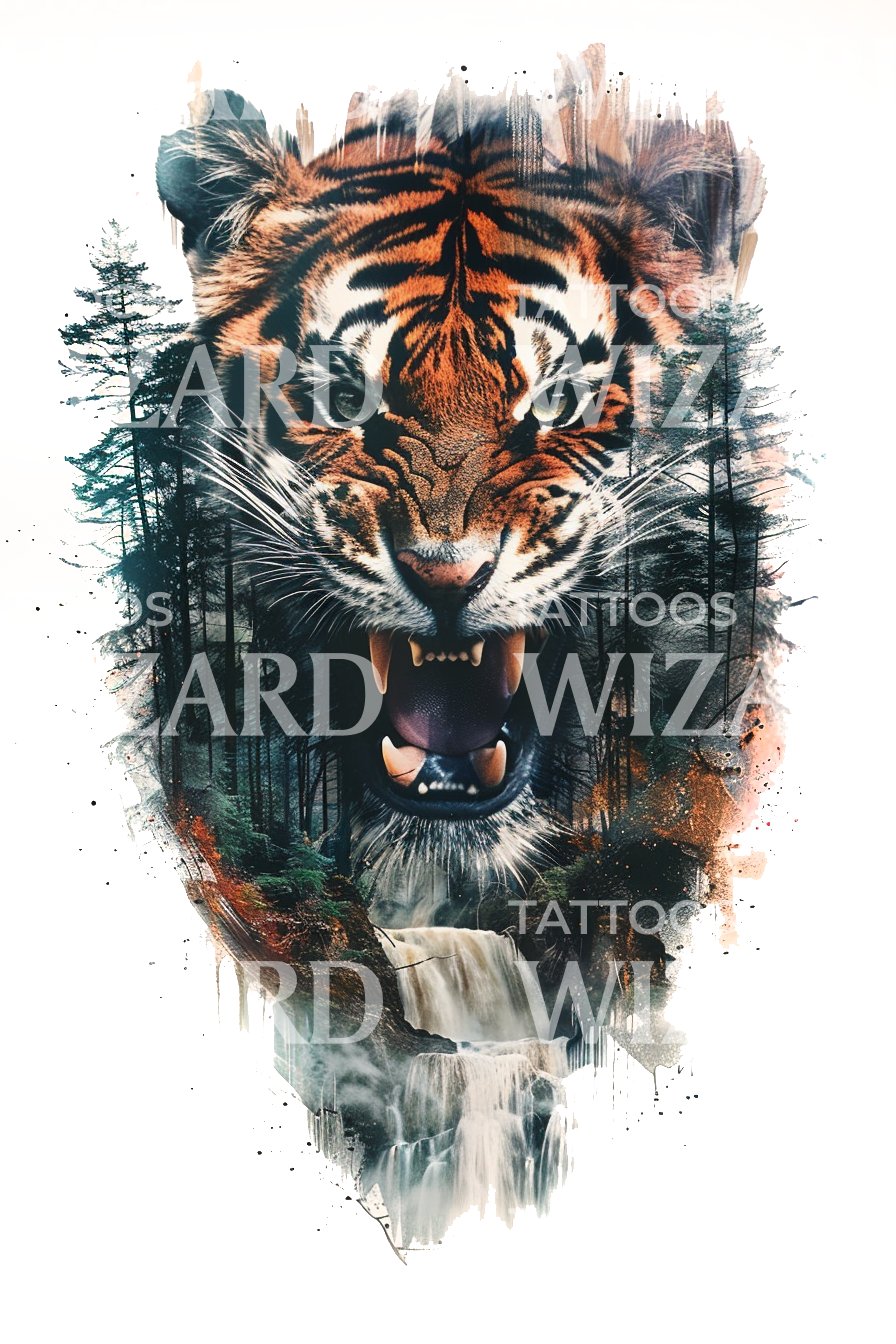 Roaring Tiger Tattoo Design