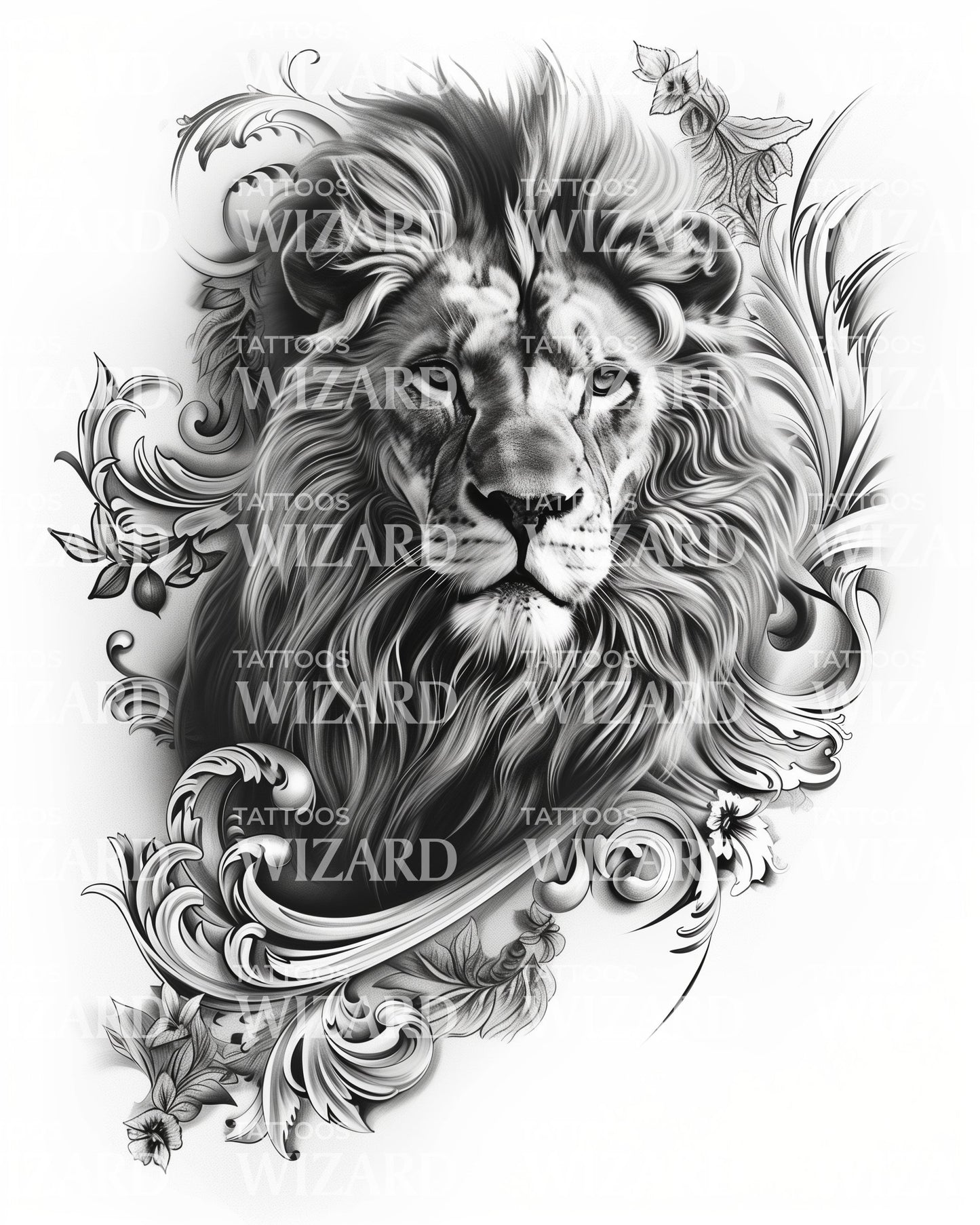 Royal Lion Powerful Tattoo Design