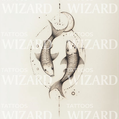 Sacred Koi Fish in Balance Tattoo Design