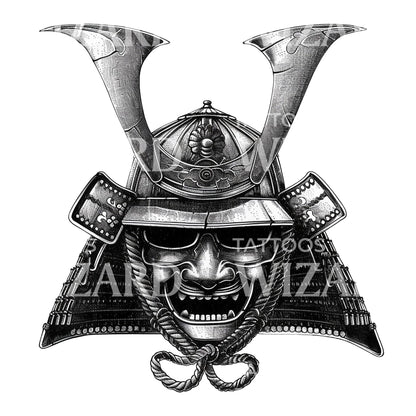 Samurai Mask Fierce Tattoo Design