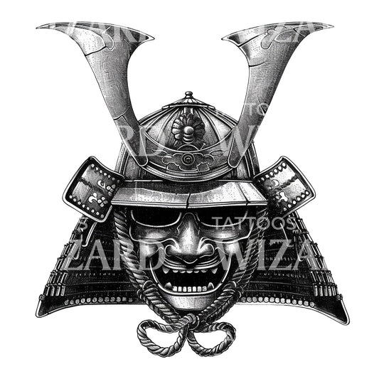 Samurai Mask Fierce Tattoo Design