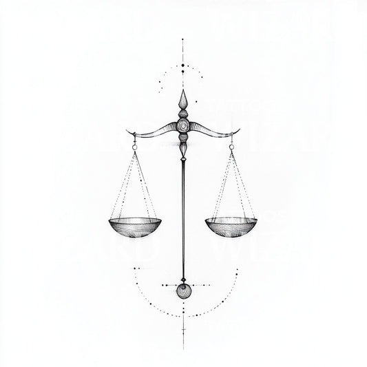 Scales of Justice Minimalist Tattoo Design