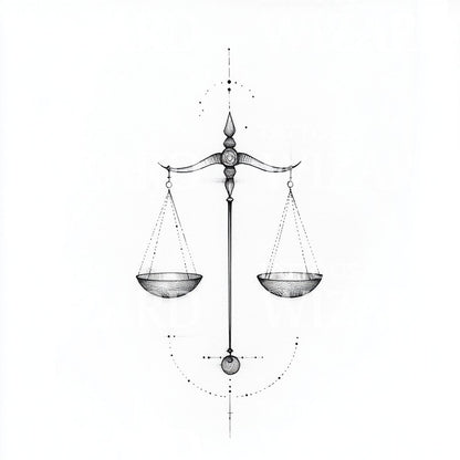 Scales of Justice Minimalist Tattoo Design