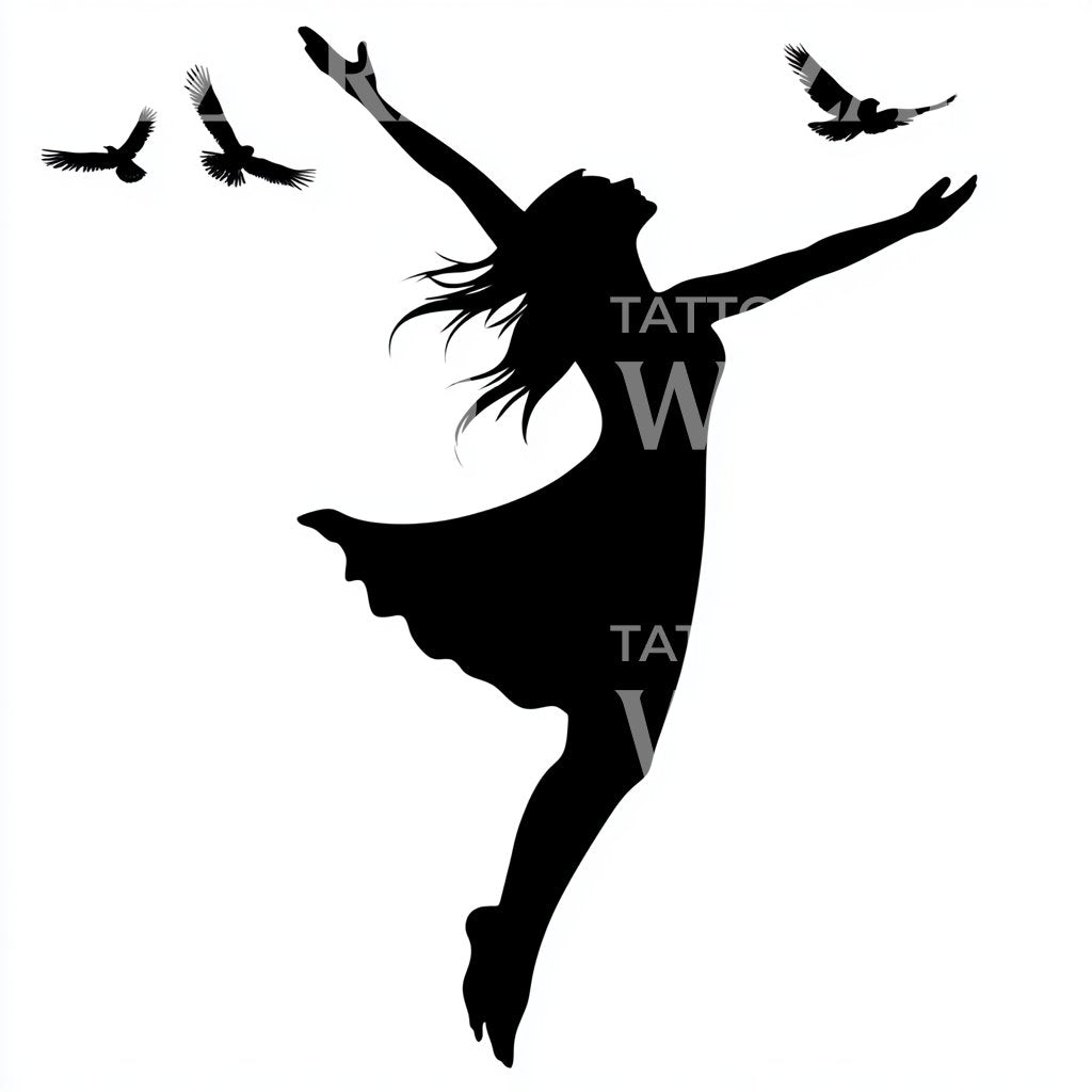 Silhouette of Freedom Birds Tattoo Idea