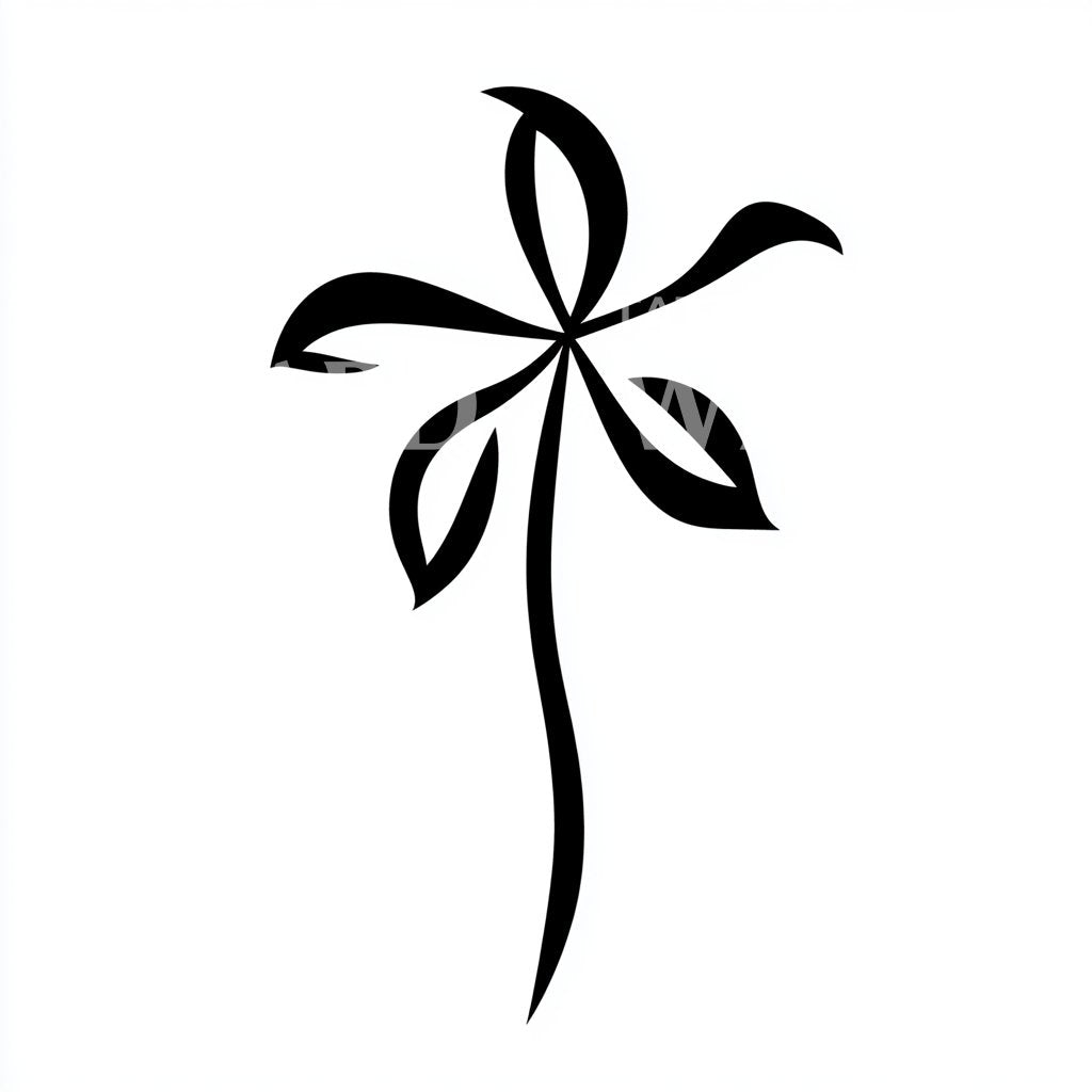 Simple Flower Black Outline Tattoo Design