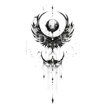 Spiritual Angel Wings Talisman Tattoo Design