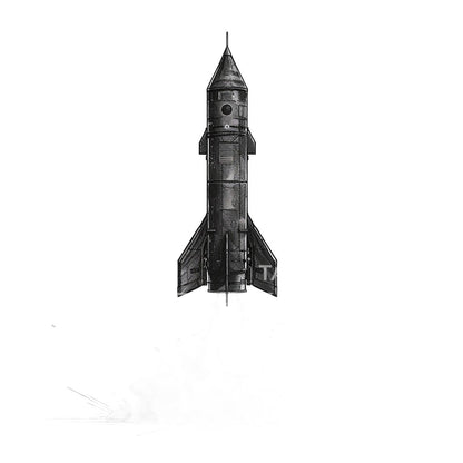 Steampunk Rocket Launching Illustration Tattoo Idea