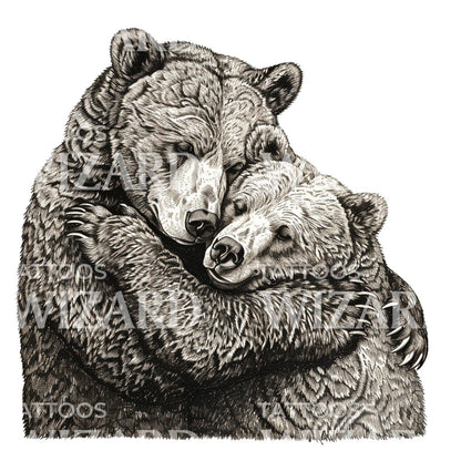 Strong Father Hugging His Son Tattoo Idea