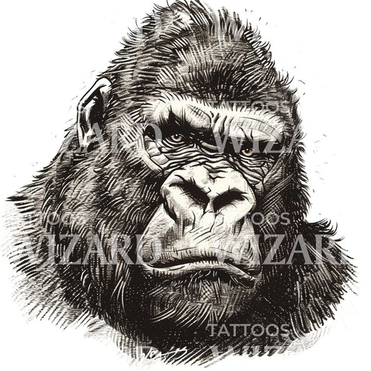 Strong Gorilla Face Tattoo Idea