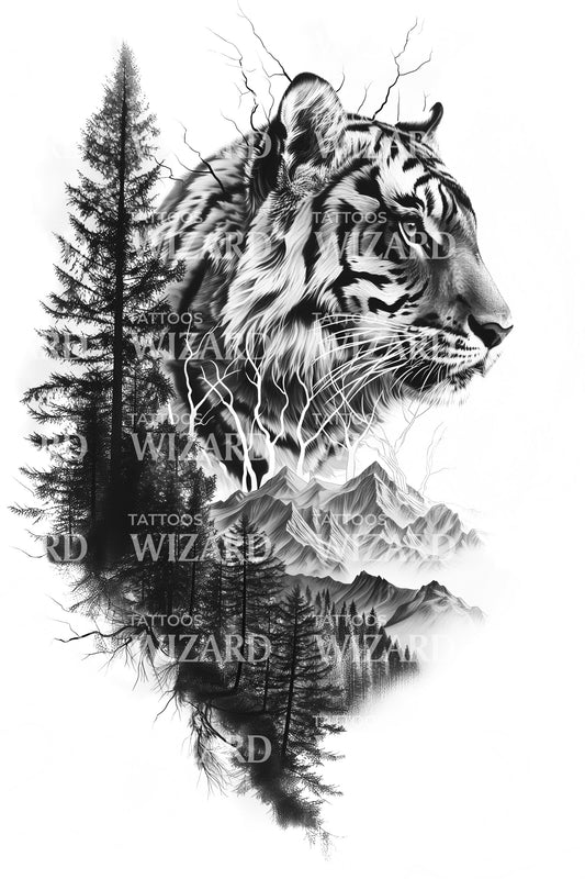 Tiger and Nature Tattoo Idea