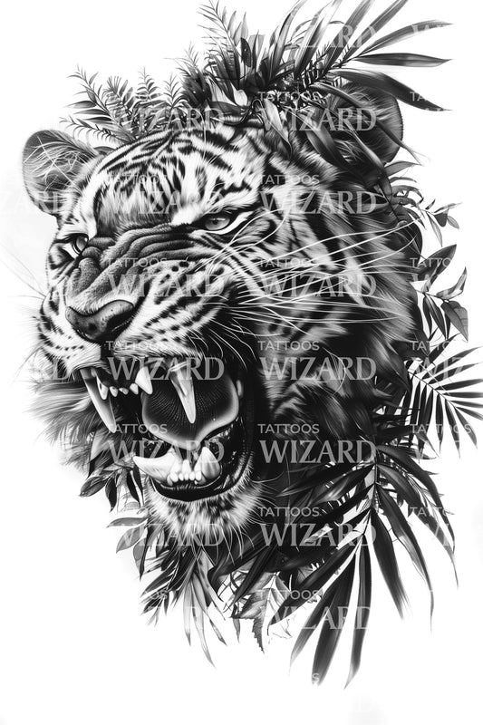 Tiger Force of the Jungle Tattoo Design