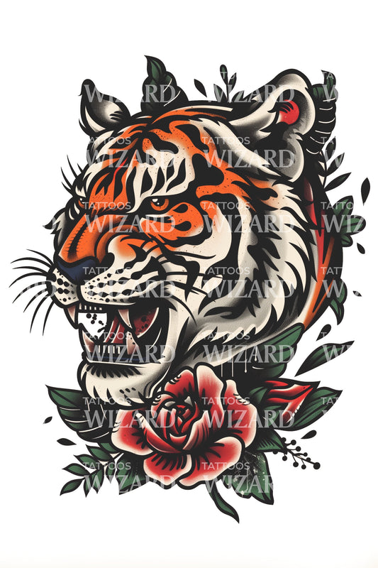 Une idée de tatouage traditionnel de tigre