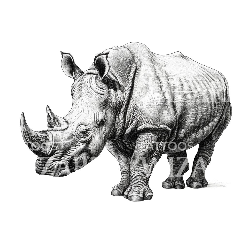 Tough Rhino Vintage Tattoo Idea